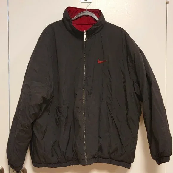 Nike Jackets Coats Super Rare 9s Vintage Nike Mens Reversible Puffer Jacket Black Red Xl Poshmark